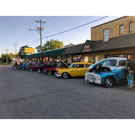 Classic cars lined up at Bethany, OK's car show.